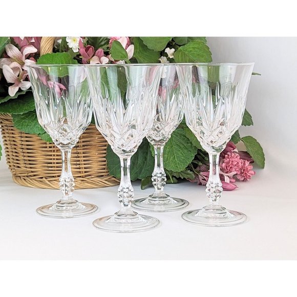 Set of 4 Vintage Crystal Water Goblets Clear Lead Crystal Capri Stemware Glasses - Picture 10 of 10